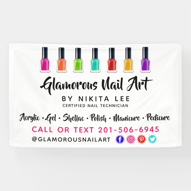 Banderoles Salon d'art polonais sur mesure de Rainbow Nail (Horizontal)