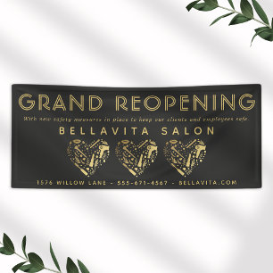 Banderoles Salon de beauté Black And Gold Heart