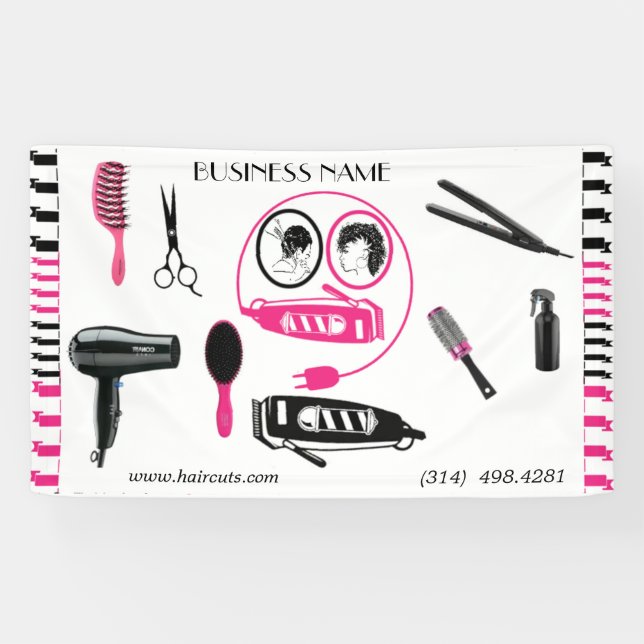 Banderoles salon de beauté coupe de cheveux ciseaux coiffeur  (Horizontal)