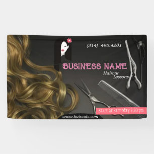 Banderoles salon de beauté coupe de cheveux ciseaux coiffeur 