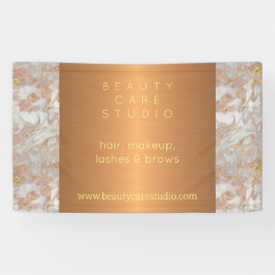 Banderoles Salon de beauté en marbre doré personnalisé