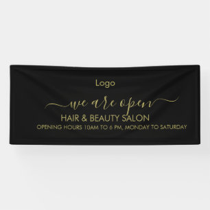 Banderoles Salon de beauté Golden and Black
