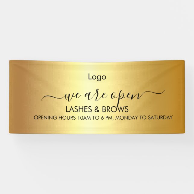 Banderoles Salon de Beauté Golden Lashes & Brows (Horizontal)