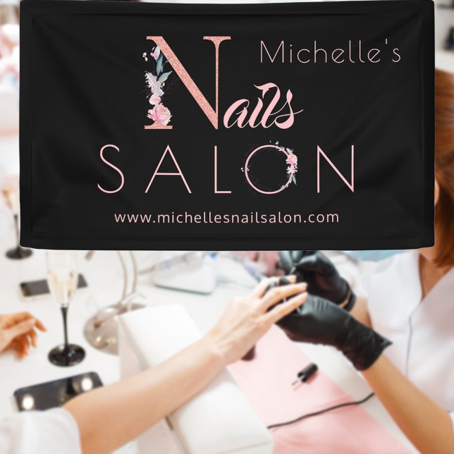 Banderoles Salon Nails nom personnalisé parties scintillant f (Créateur téléchargé)