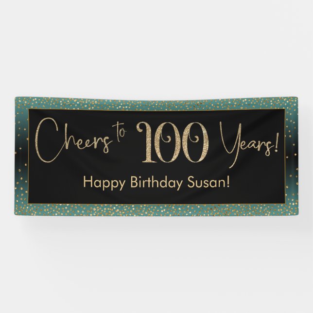 Banderoles Salutations à 100 Anniversaire Lumière Turquoise O (Horizontal)