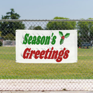 Banderoles Salutations de saison typographie de Noël de houx