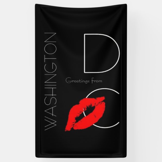 Banderoles Salutations de Washington D.C. Red Lipstick Kiss (Vertical)