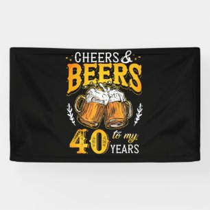 Banderoles Salutations et bières à mes 40 ans quarante anni