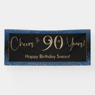 Banderoles Salutations jusqu'à 90 ans d'anniversaire, Blue G