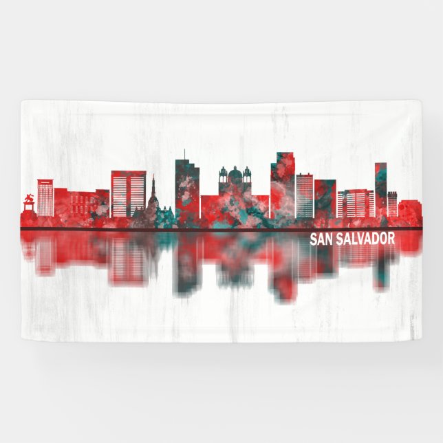 Banderoles San Salvador El Salvador Skyline (Horizontal)