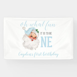 Banderoles Santa Bleu pour Premier Anniversaire de Noël