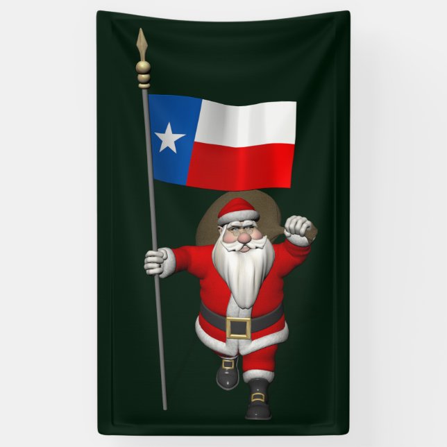 Banderoles Santa Claus Avec Drapeau Du Texas (Vertical)