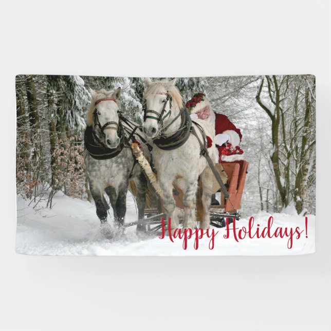 Banderoles Santa Claus Carriage Noël (Horizontal)