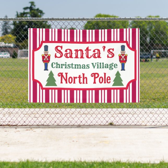 Banderoles Santa's Retro Christmas Village Sign Banner (Insitu)