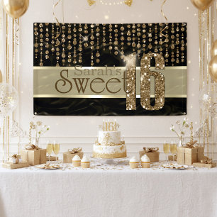 Banderoles Satin Jewel Sweet Sixteen Noir Or ID260