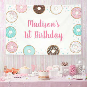 Banderoles Saupoudrer de beignes roses Anniversaire