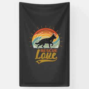 Banderoles Sauver Amour Chien Rétro Coucher de soleil Arbres