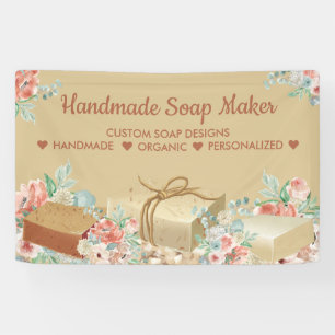 Banderoles Savon artisanal d'aromathérapie marron beige