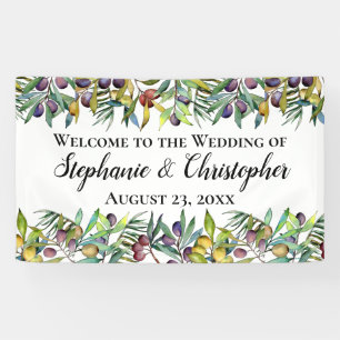 Banderoles Savoureux Olives Toscane Aquarelle Mariage Bienven