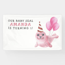 Banderoles Sceau rose 1er anniversaire sous la mer