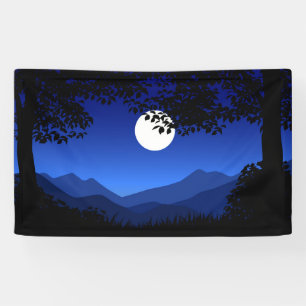 Banderoles Scène de nuit avec les arbres de pleine lune