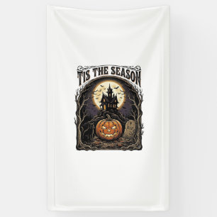 Banderoles Scène de saison vintage citrouille chat Halloween