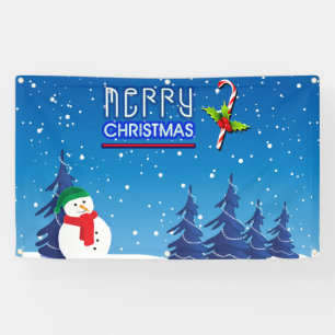 Banderoles Scène d'hiver des neiges de Noël bleu et blanc