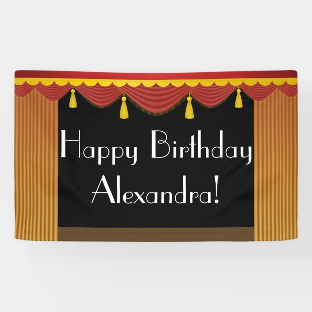 Banderoles Scène personnalisée Rideau Théâtre Anniversaire Ba (Horizontal)