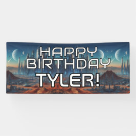 Banderoles Sci-Fi personnalisable thème HAPPY BANTHDAY avec n