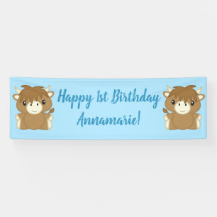 Banderoles Scottish Highland Coo Cow fête d'anniversaire