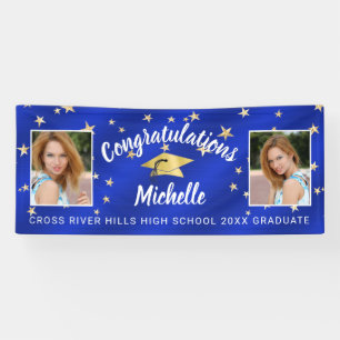 Banderoles Script de diplôme Photo Royal Blue Gold Stars