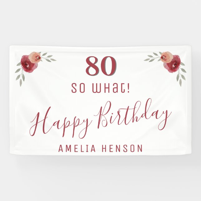 Banderoles Script moderne Alors que 80e fête d'anniversaire F (Horizontal)