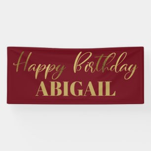 Banderoles Script moderne Bourgogne Or Joyeux Anniversaire