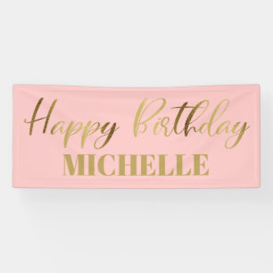 Banderoles Script Moderne Rose Gold Joyeux Anniversaire