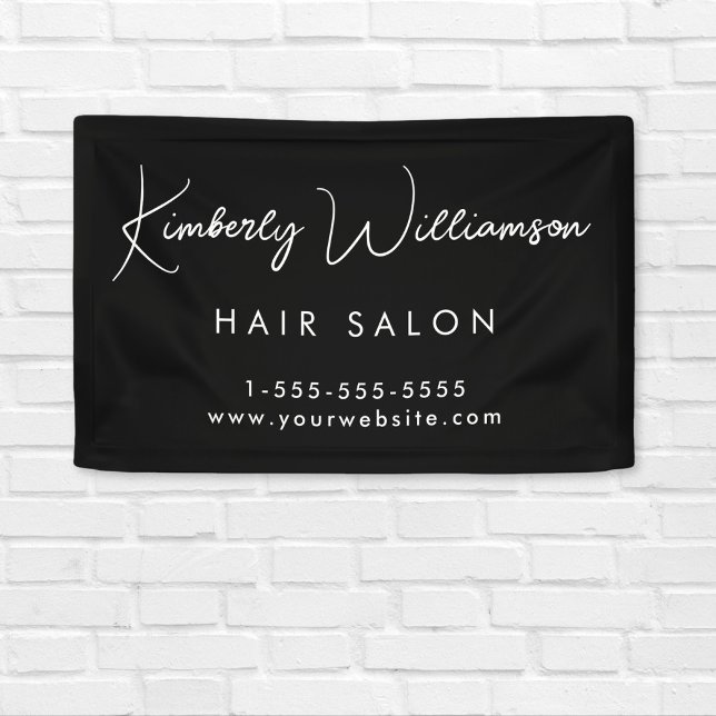 Banderoles Script Signature Chic de l'entreprise Noir Promoti (Empower your name in our signature script as your logo and brand identity)