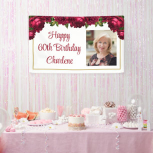 Banderoles Scripts photo Roses floraux Anniversaire Personnal