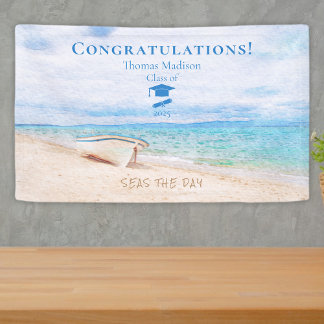 Banderoles Seas The Day Fishing Boat Graduation