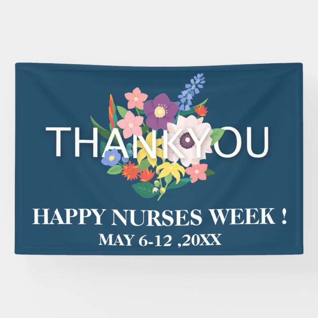 Banderoles Semaine nationale des infirmières Floral Merci Ban (Horizontal)