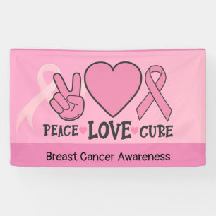 Banderoles Sensibilisation au cancer du sein Paix Amour Cure