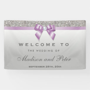 Banderoles Séquins d'argent Faux Lilac Mariage de bow diamant