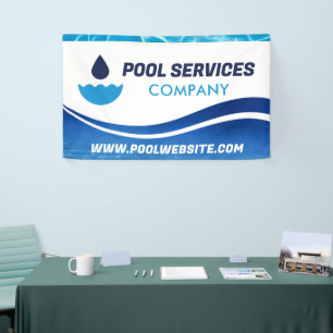 Banderoles Services de pool   Vague d'eau bleue   Piscine
