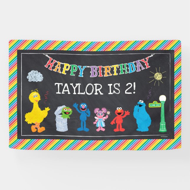 Banderoles Sesame Street Pals Chalkboard Arc-en-ciel Interdic (Horizontal)