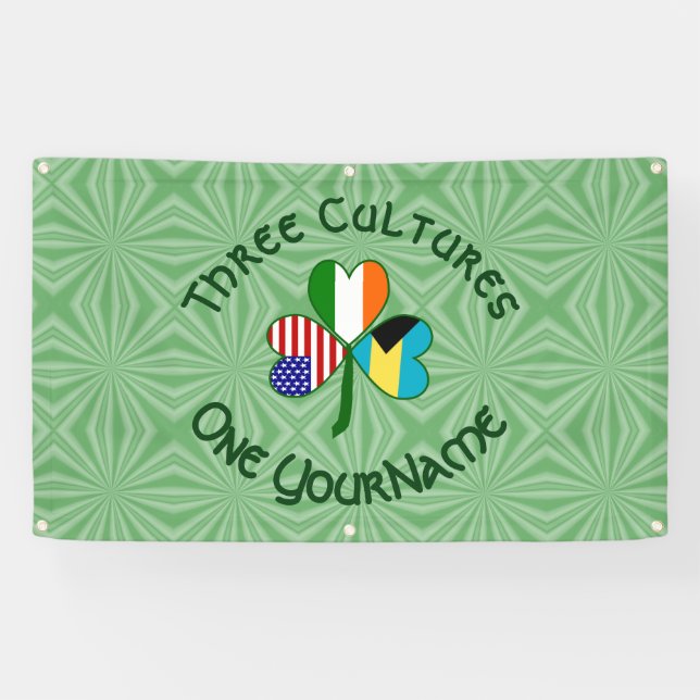 Banderoles Shamrock de drapeaux américains irlandais de Baham (Horizontal)