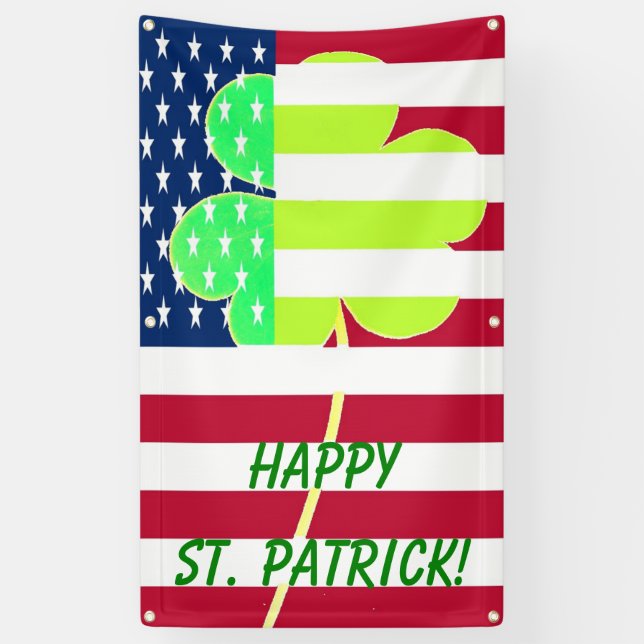 Banderoles Shamrock du drapeau irlandais américain Clover St. (Vertical)