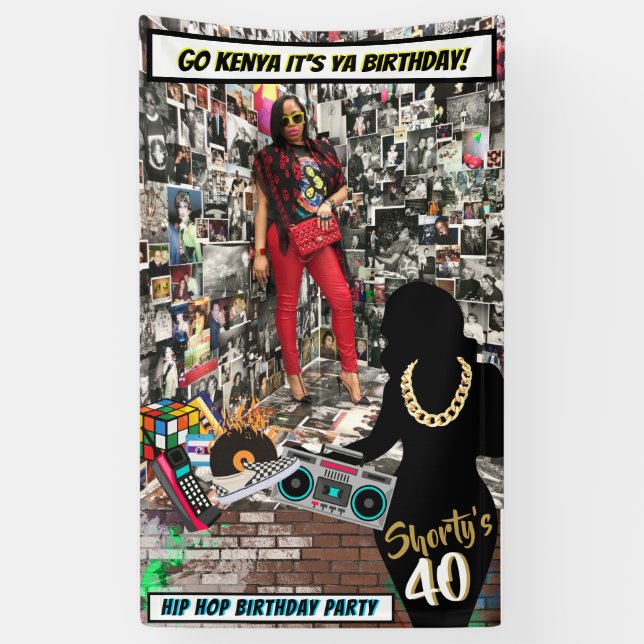 Banderoles Shorty 40|Photo personnalisée de l'Hip hop AGE (Vertical)