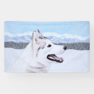 Banderoles Sibérie Husky (argent et blanc) Peinture Chien Art