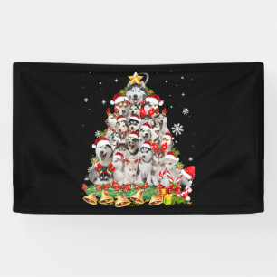 Banderoles Sibérie Husky Christmas Tree Lumières Drôle Chi