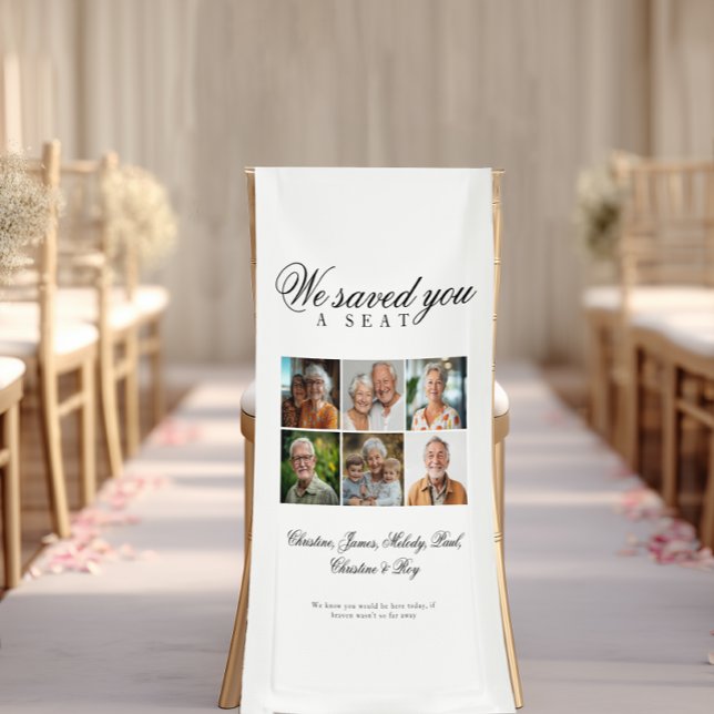 Banderoles Siège réservé - 6 Mariage photo Mémorial Blanc (Reserved Seat - 6 Photo Memorial Wedding White Banner)