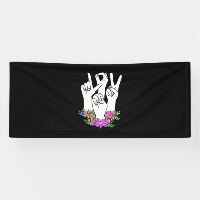 Banderoles Signe main ASL de l'enseignant (Horizontal)