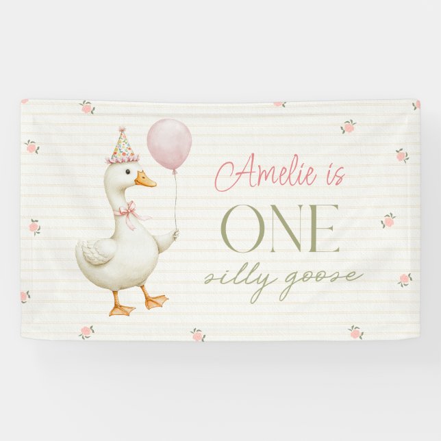 Banderoles Silly Goose First Birthday  (Horizontal)